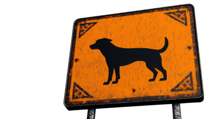 Grunge Beware of Dog Sign on Transparent Background