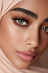 Fototapeta premium Close up of a beautiful Woman Wearing a Headscarf