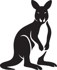 Simple kangaroo silhouette black style, Standing kangaroo in black profile