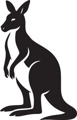 Profile view kangaroo silhouette black, Kangaroo standing in side pose design