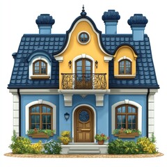 Charming two-story house illustration