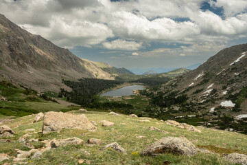 Hill Side Looks Over Lawn Lake In Rocky Mountain