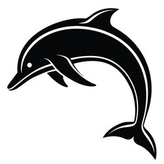 Fototapeta premium Dolphin Jumping in Arc Minimalist Silhouette