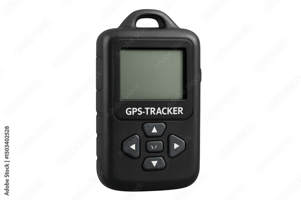 Poster gps tracking device featuring digital display and control buttons, highlighting modern location moni