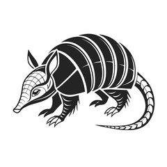Silhouette Armadillo Black Vector white background illustration Style 