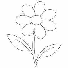 Flower coloring page simple and minimal line art illustration on white background
