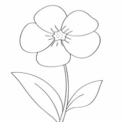 Flower coloring page simple and minimal line art illustration on white background