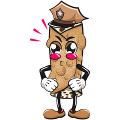cute cannoli vektor illustration mascot character as a policeman, work of hand drawn