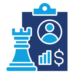 Business Strategy Flat Blue Icon