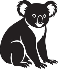 Koala relaxing black silhouette design, Cute koala resting clean illustration