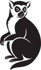 Silhouetted lemur black design artwork, Black lemur standing simple illustration