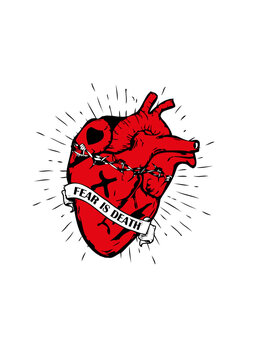 coeur fear is death tattoo barbele tatouage dessin