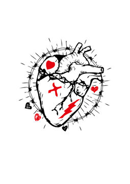 coeur tattoo barbele tatouage dessin