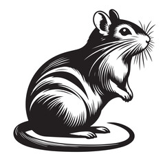 Silhouette rat Black Vector white background illustration Style 