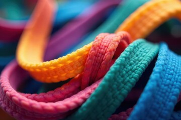 Close-up of elastic band webbing, showing texture and stretch , roll, stretch