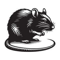 Silhouette Rat Black Vector white background illustration Style  © Anowar
