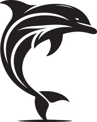 Playful Black Dolphin Silhouette Vector