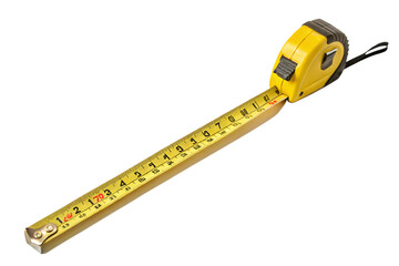 yellow measuring tape on transparent background