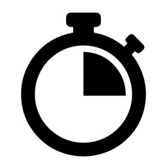 A stopwatch icon showing a quarter of the time elapsed, in a bold black style.
