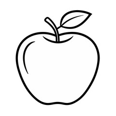 Red, ripe, and juicy apple fruit illustration with a green leaf, perfect for healthy food and diet vector designs