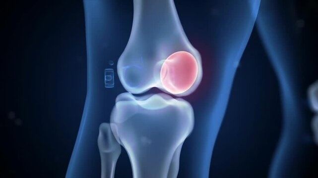 Knee Pain and Patella Inflammation Medical Visualization