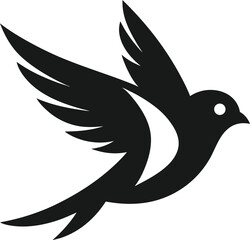 Minimal Flying Sparrow with Spread Wings