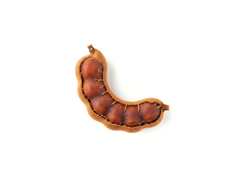 One tamarind top view isolated on white background.