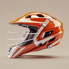 Fototapeta premium Orange lacrosse helmet, side view