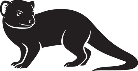 Fossa simple silhouette black design, Wild fossa animal clean black figure
