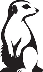 Meerkat silhouette black and white simple, Standing animal in flat design style