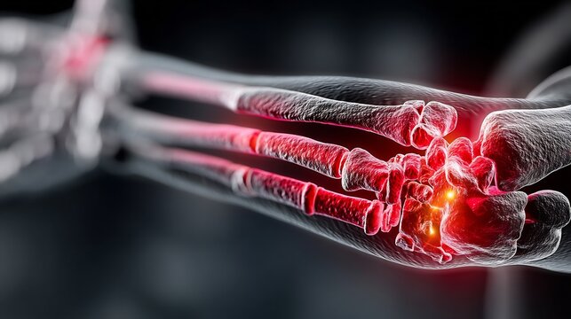 Detailed view of tennis elbow injury inflammation at lateral epicondyle caused by repetitive wrist extension movements