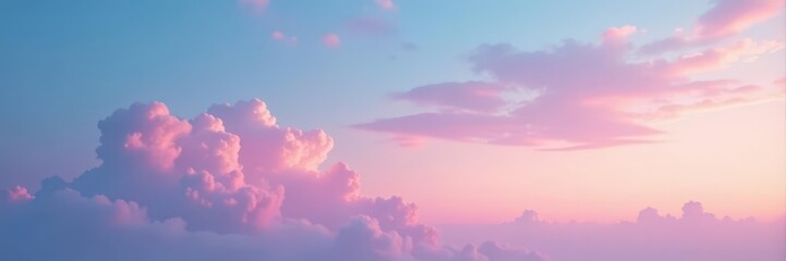 Fototapeta premium Gentle blue to pink ombre sky, tranquil sunset hues, soft, emotion, design