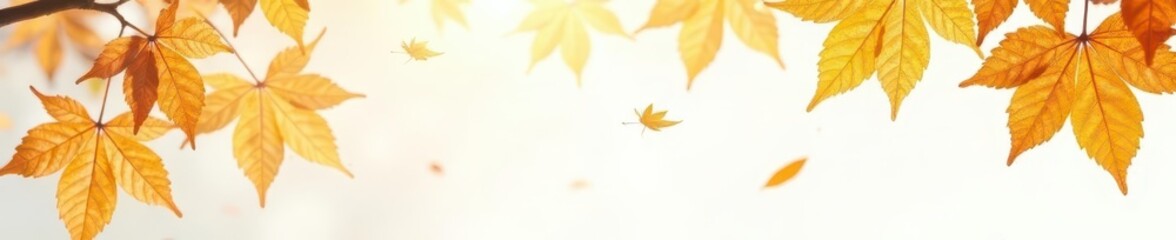 Crisp golden leaves gently descend against pure white , foliage, fall, clean