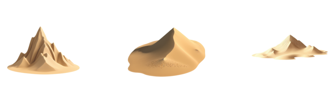 Sand dune set, cut-out style with transparent background—ideal for nature scenes, design projects, and educational visuals.

 - Powered by Adobe