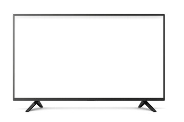 Blank television screen, minimalistic design with clean lines, perfect for showcasing digital content or advertisements. Isolated on white background or PNG
