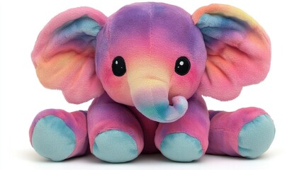Colorful Plush Elephant Toy with Cute Design and Rainbow Pattern