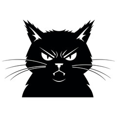 Growling Aggressive Black Cat Vector Art