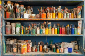 Obraz premium Art Supplies on Shelves