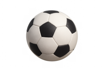 Soccer ball rotating on a transparent background, adding dynamic energy to sports-themed designs and projects with its classic black and white pattern