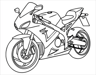 Silhouetted Motorbike on White Backdrop