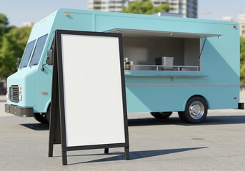 Modern Food Truck Menu Board Design Blank A-Frame Sign for Your Business