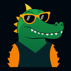 Graphic Alligator Head Vector Art Illustration