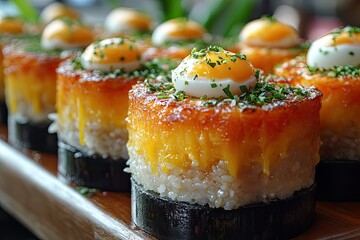 Filipino bibingka, a rice cake topped with cheese and salted egg