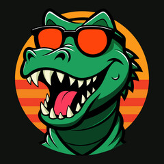 Graphic Alligator Head Vector Art Illustration