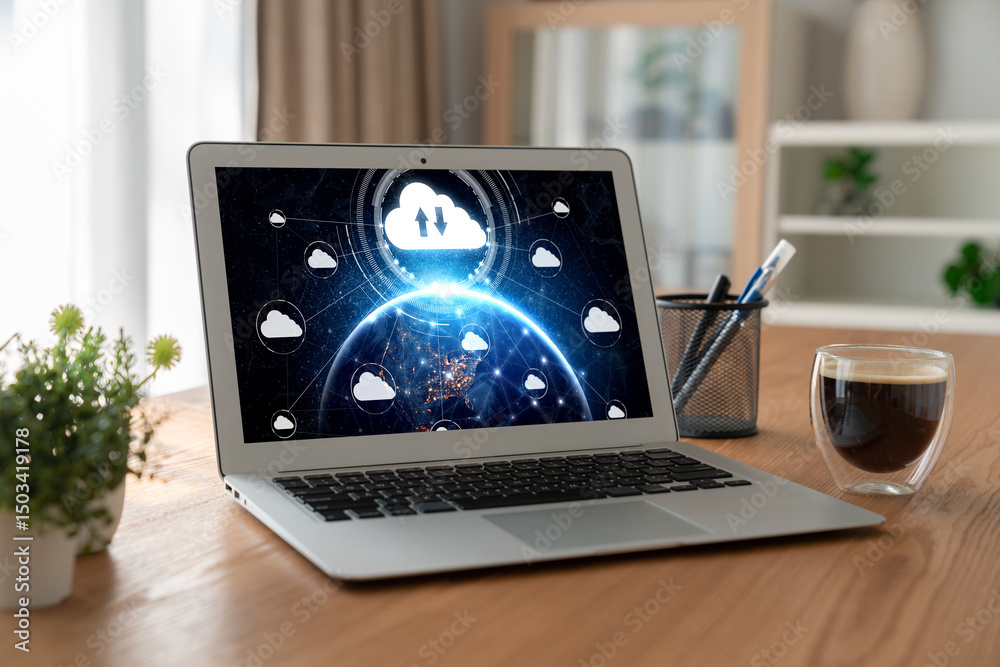 Poster cloud computing software for modish remote work and personal data storage