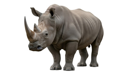 Powerful rhinoceros stands against black backdrop