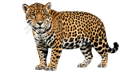 A regal spotted feline gazes intently