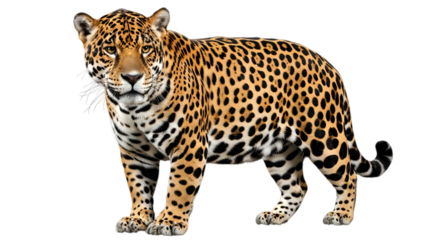 A regal spotted feline gazes intently