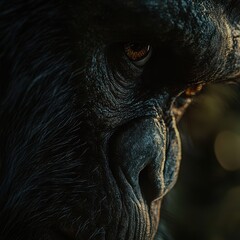 Obraz premium A closeup of a chimpanzee in a forest for World Chimpanzee Day Focus on the chimpanzee