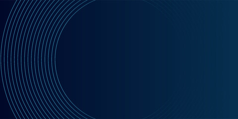 Art abstract blue glowing geometric lines on dark blue background. Modern shiny blue circle lines pattern.